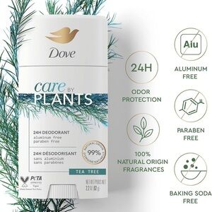 Dove Care by Plants 24h Deodorant Tea Tree Aluminum & Paraben Free 2.6 oz NEW